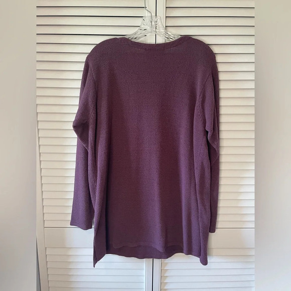 Vintage Express Tricot Plum Purple V-Neck Long Sleeve Sweater Large Side Vents - Picture 6 of 12
